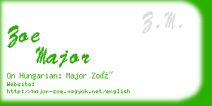 zoe major business card